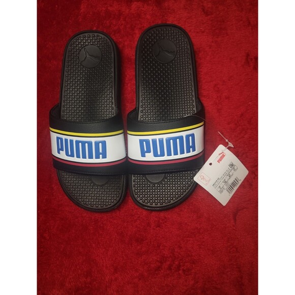 Puma Kids Size 6C Cool Cat Sport Retro BX JR Slide Sandals Black 382478-03 - Picture 1 of 4